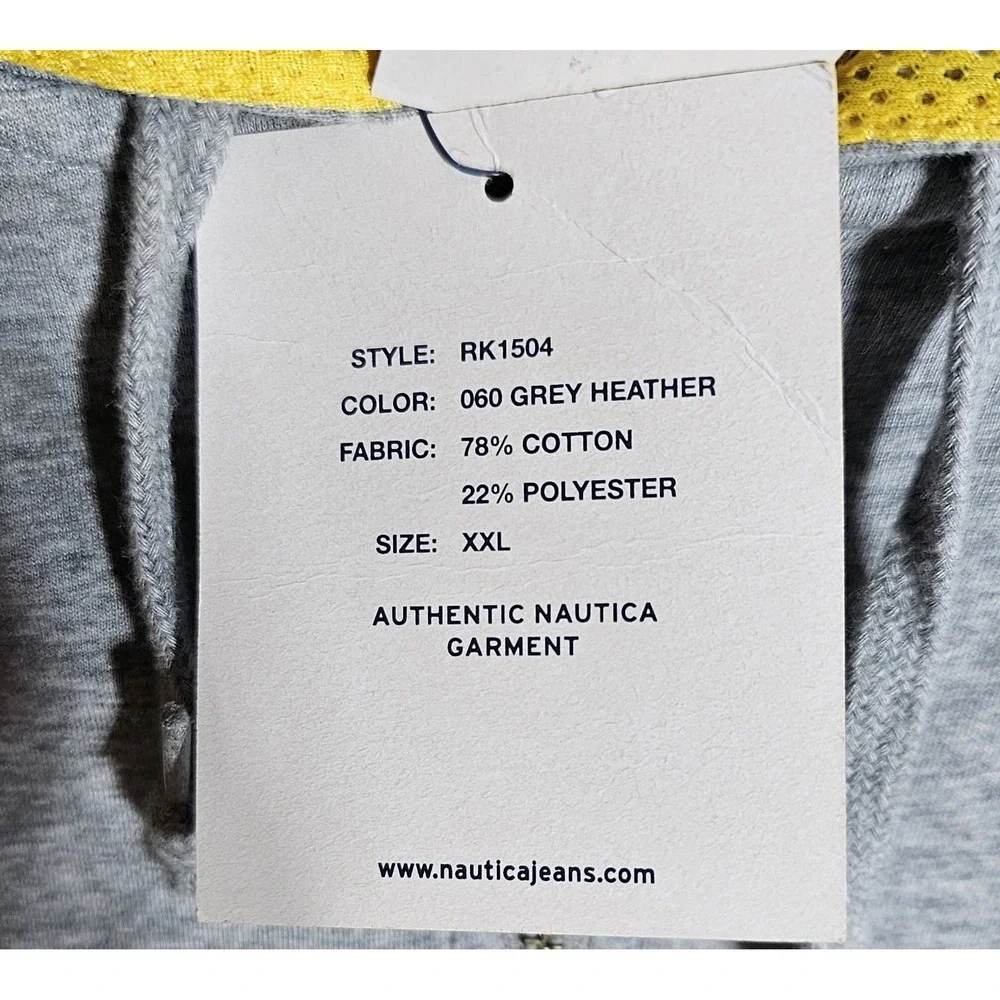 Nautica‎ Jeans Sleeveless Hooded Zip Up Jacket Mens XXL Gray Yellow Pockets New